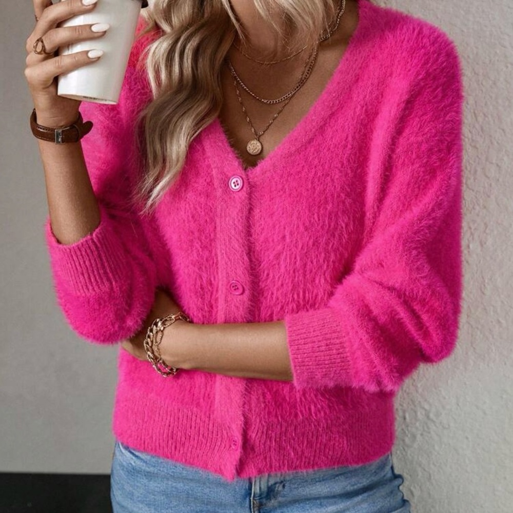 New  Pink button down  cardigan Sweater - Picture 5 of 7